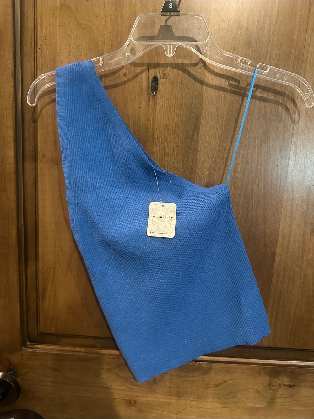 Asymmetrical One-Shoulder Ribbed Camisole in Cobalt Blue